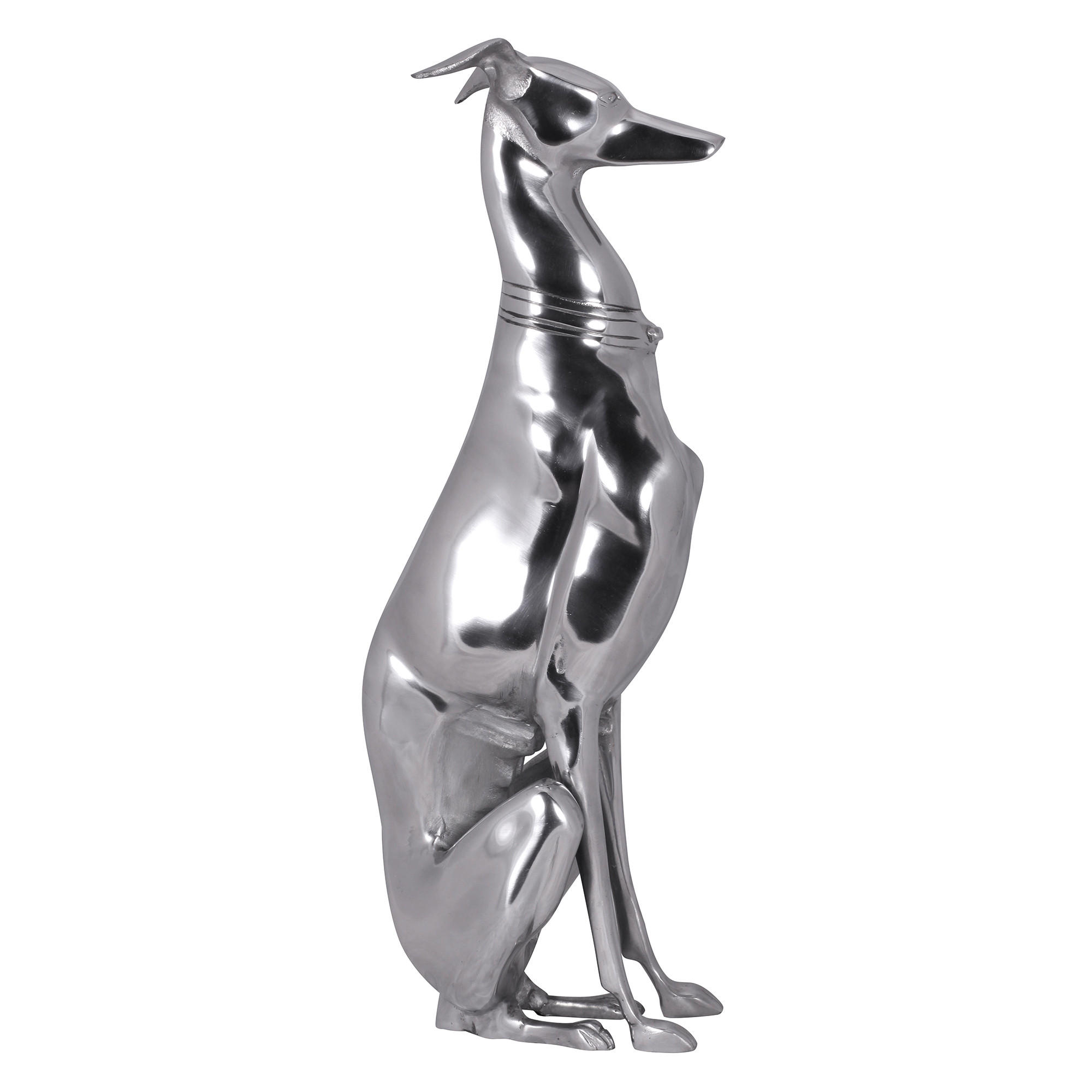 DEKOFIGUR Windhund Aluminium 18x70 cm handgefertigt - Silberfarben, Metall (18/70/25cm) - KADIMA DESIGN