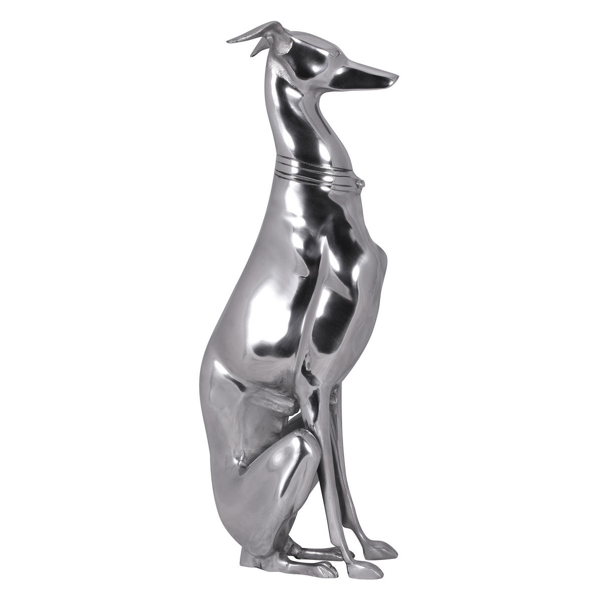 DEKOFIGUR Windhund Aluminium 18x70 cm handgefertigt - Silberfarben, Metall (18/70/25cm) - KADIMA DESIGN