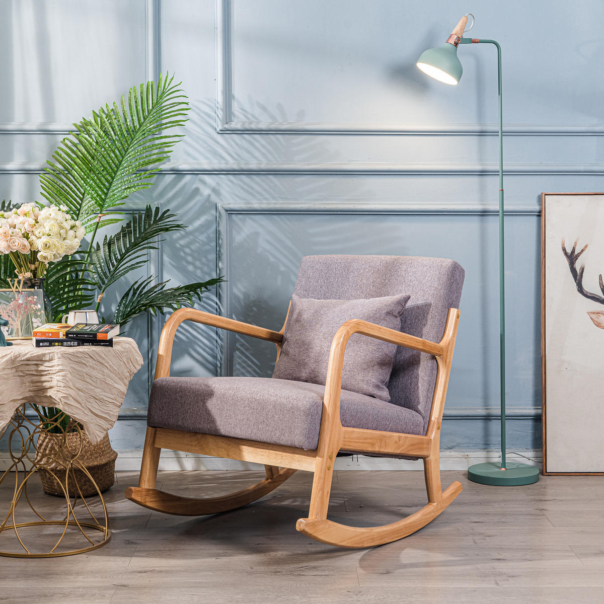 SCHAUKELSTUHL Holz Grau - Grau, Holz (64/80/88cm) - Nordlys