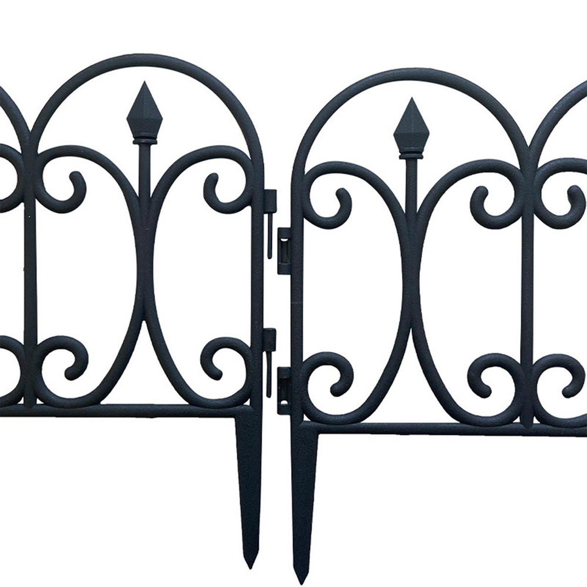 GARTENZAUN 6er-Set aus Kunststoff in schwarz Europäischer dekorativ rost und UV-beständig ohne Werkzeug je 60 x 33 cm - Schwarz, Kunststoff (4/33/60cm) - Livingandhome