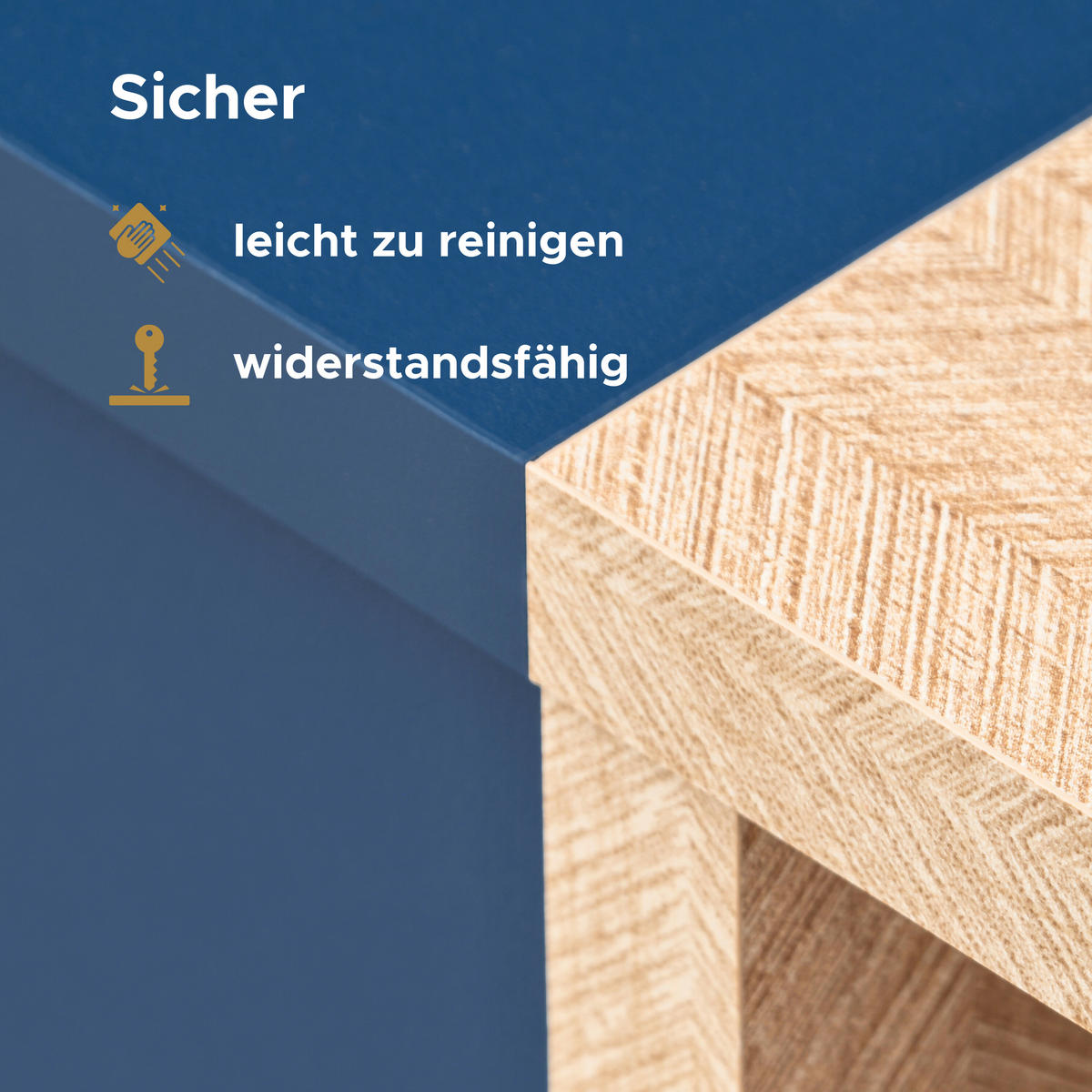 SIDEBOARD MIT WEINSCHRANK FONDI, Blau, Skandinavische Tanne - Blau/Hellbraun, Holzwerkstoff/Metall (89.9/102/35cm) - Komodee