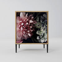 SIDEBOARD PURE BLOSSOM, Eichefarben, 57,5x42x72,5 cm, Schwarze Metallfüße - Eichefarben/Multicolor, Holzwerkstoff/Metall (57.5/72.5/42cm) - SpaceRebels