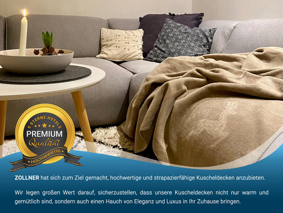 KUSCHELDECKE, 150x200 cm, 60% Baumwolle, 40% Polyacryl, Beige - Creme, Naturmaterialien (150/200cm) - Zollner