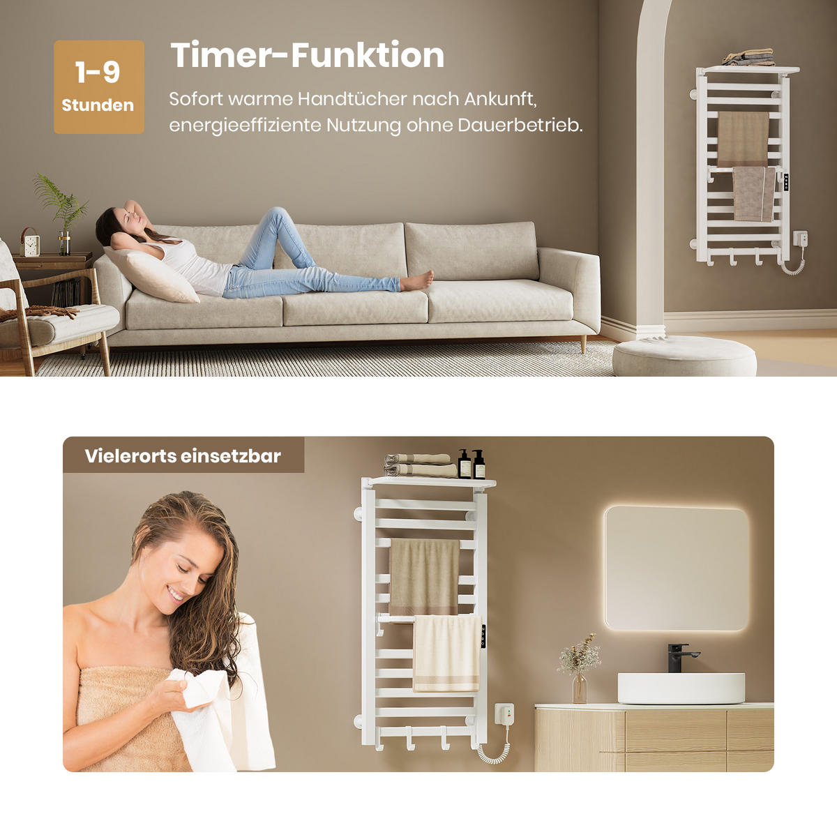 HEIZKÖRPER Elektrisch mit WiFi und Fernbedienung Weiß 100/50 cm - Schwarz, Metall (50/100/25.5cm) - EMKE