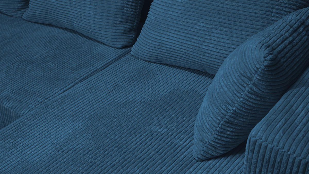 ECKSOFA OTTO mit Bettkasten und Schlaffunktion L-Form, Ottomane Universal - Blau, Textil (230/145cm) - Marpur