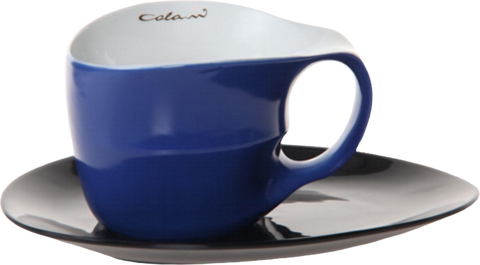 JUMBOTASSE mit Untertasse 2 tlg. schwarz & blau - Multicolor, Keramik (0.4L) - Luigi Colani Porzellan