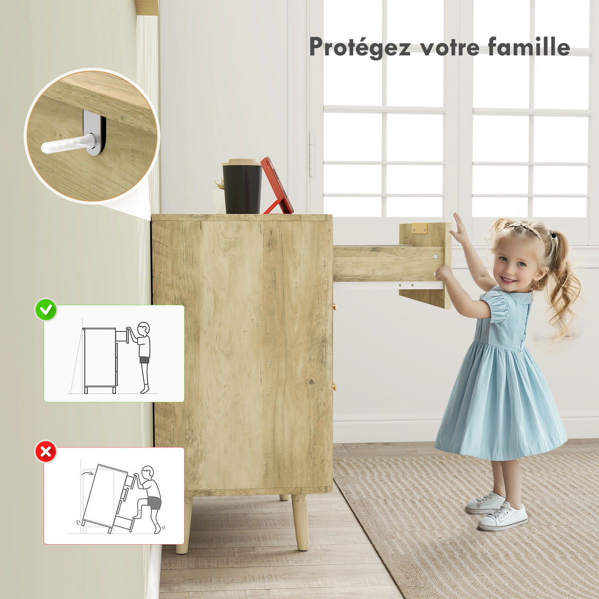 KOMOODE DE-12884 6 Schubladen, skandinavisch Eiche - Eichefarben, Holzwerkstoff (120/76/40cm) - ComfortXL