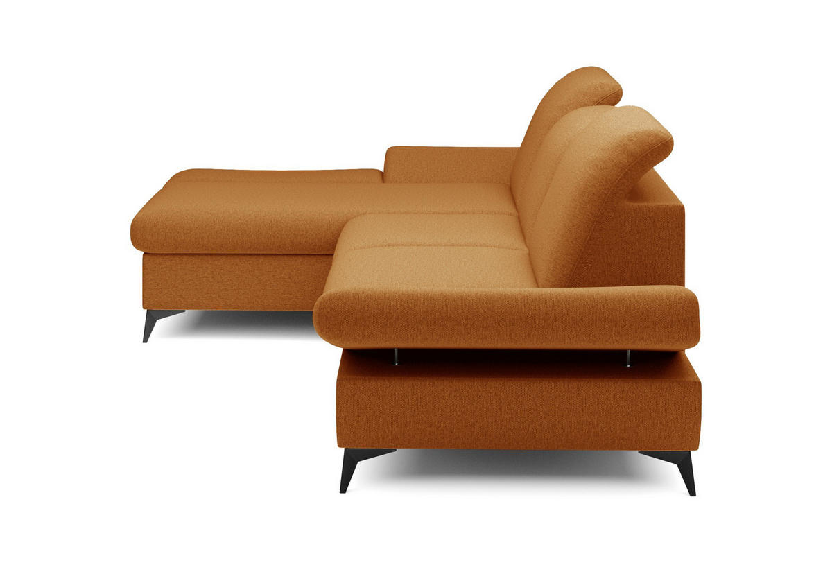 ECKSOFA FELICE L-S Orange Geflochtener Stoff mit Schlaffunktion - Orange, Holz (284/166cm) - MASSENO