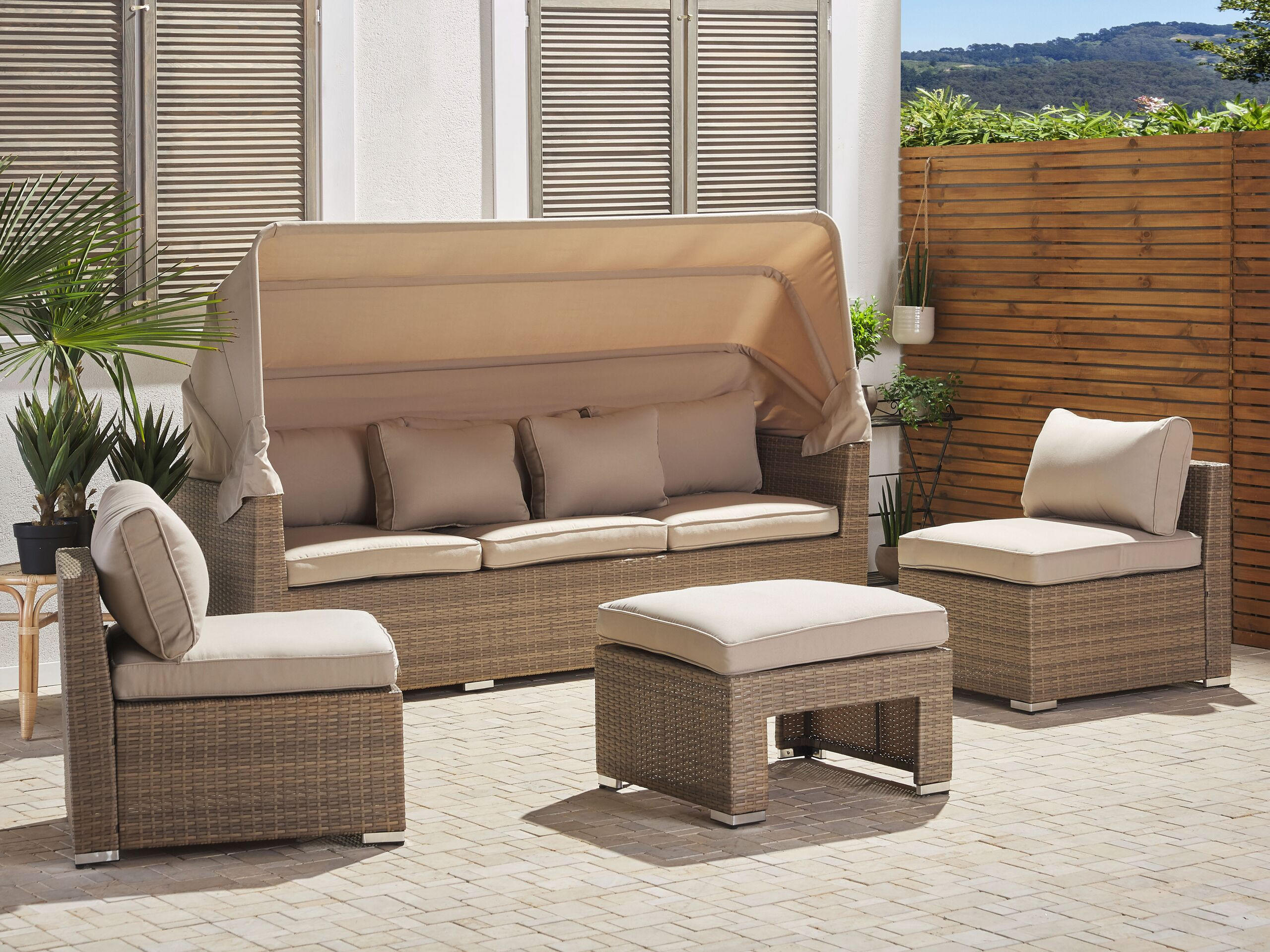 LOUNGE SET 5-Sitzer beige modular Coccolia - Beige, Kunststoff - Beliani