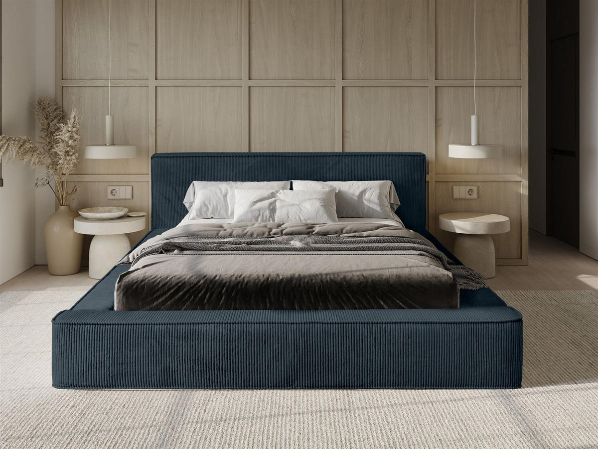 POLSTERBETT Modesto In Lincoln - Blau, Holzwerkstoff/Textil (180/200cm) - Fun Möbel