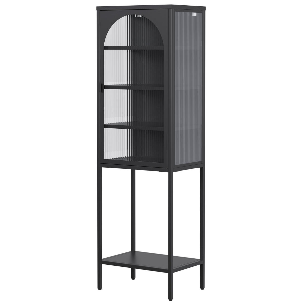 VITRINE 50/35/160 cm in Schwarz aus Metall und Glas mit verstellbaren Böden - Schwarz, Glas (50/160/35cm) - Flora Grace