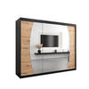 SCHWEBETÜRENSCHRANK 200/250/62 3-türig - Silberfarben/Schwarz, Holz/Kunststoff (250/200/62cm) - Abiks Möbel