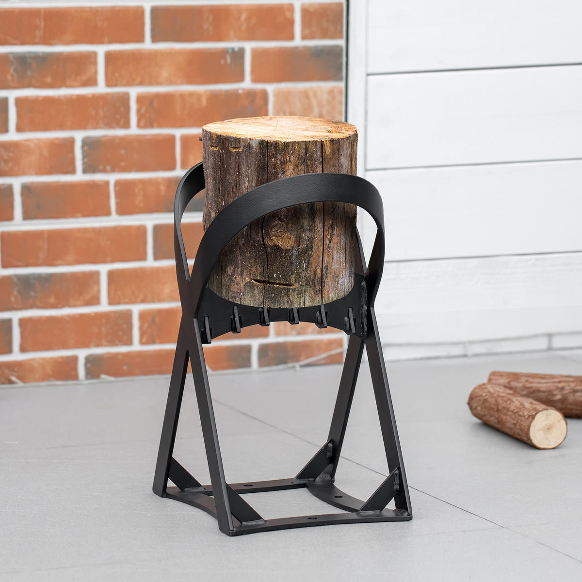 HOLZSPALTER aus Karbonstahl Brennholzspaltwerkzeug für Campen Outdoor Schwarz - Schwarz, Metall (20.8/37.4/24.4cm) - Outsunny