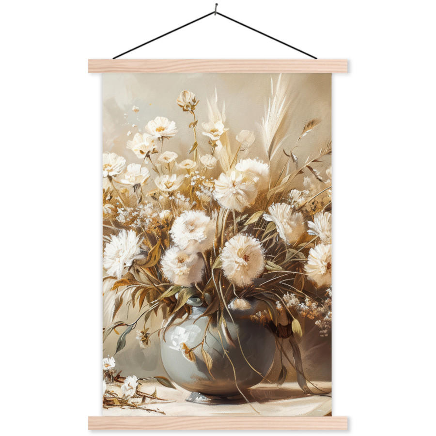 POSTER Blumen - Vase - Stilleben - Beige 40x60 cm - Creme, Textil (40/60/0.15cm) - MuchoWow