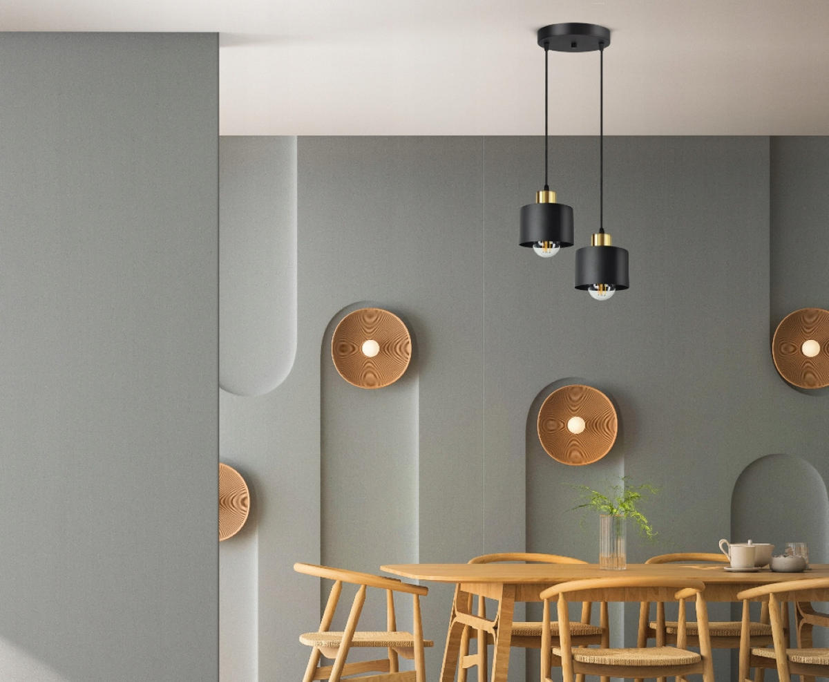 PENDELLEUCHTE BLACKSPOT - Goldfarben/Schwarz, Metall (25/25/80cm) - kiki design