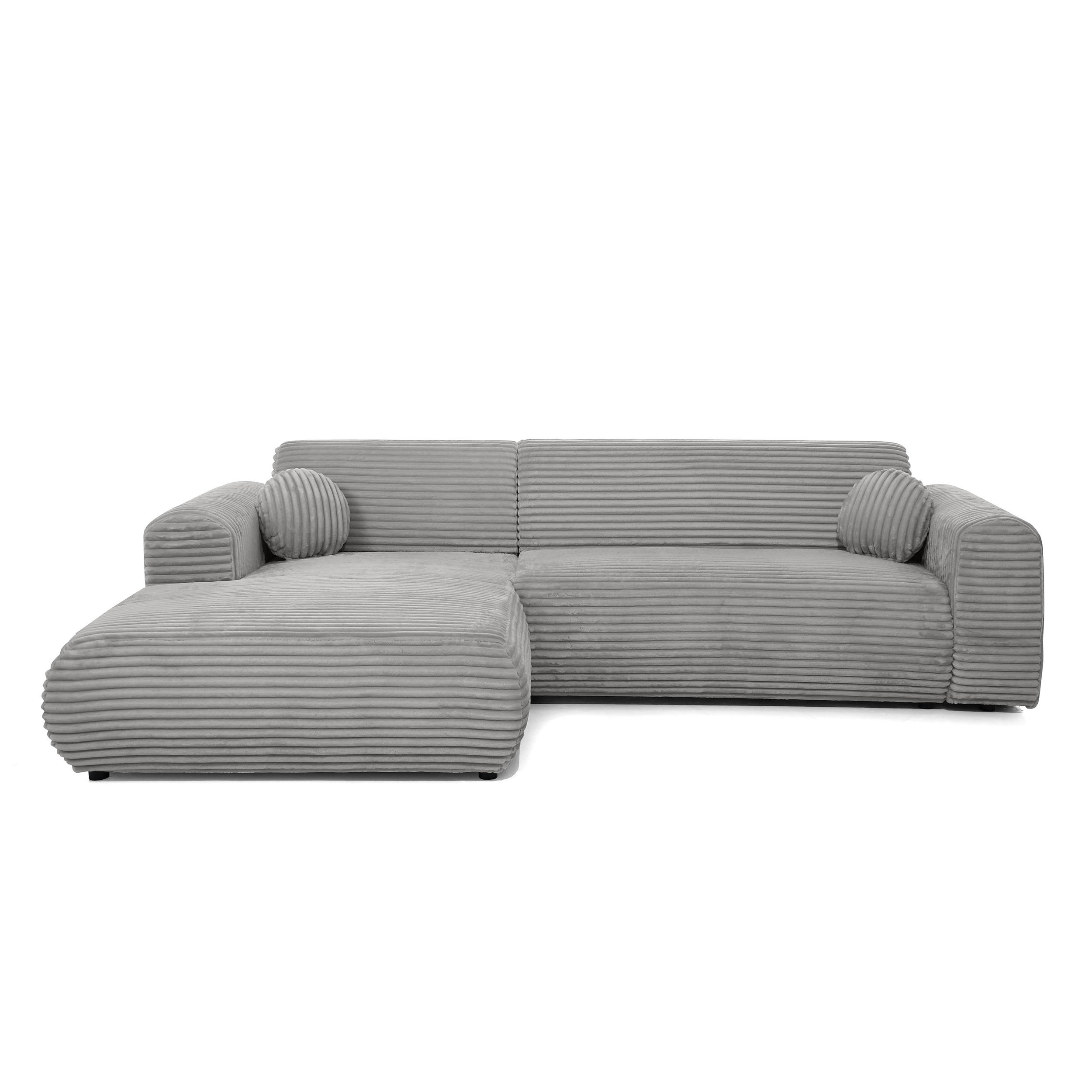 ECKSOFA Puerto, ohne Schlaffunktion, Hellgrau, links - Hellgrau/Schwarz, Textil (269/170cm) - Beautysofa