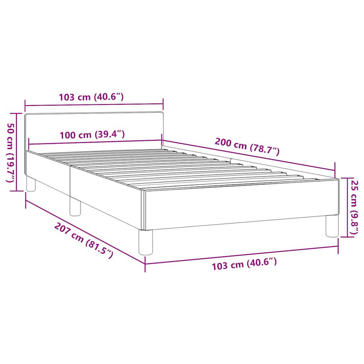 BETTGESTELL Mit Kopfteil Ohne Matratze Grau 100/200 Cm - Grau, Holz (100/200cm) - vidaXL