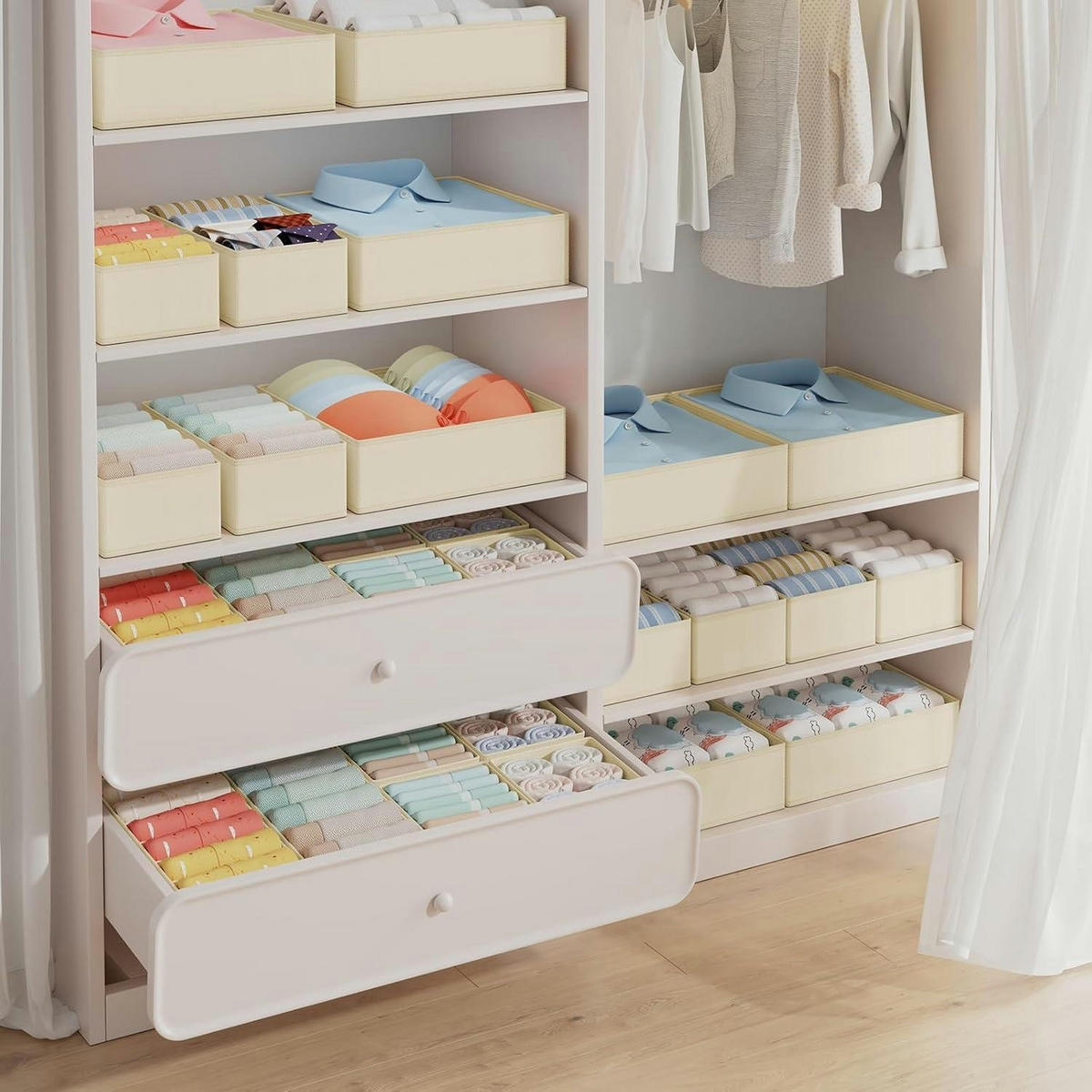 SCHUBLADEN Organizer 12-teiliges Set Beige - Multicolor, Textil (9/30/30cm)
