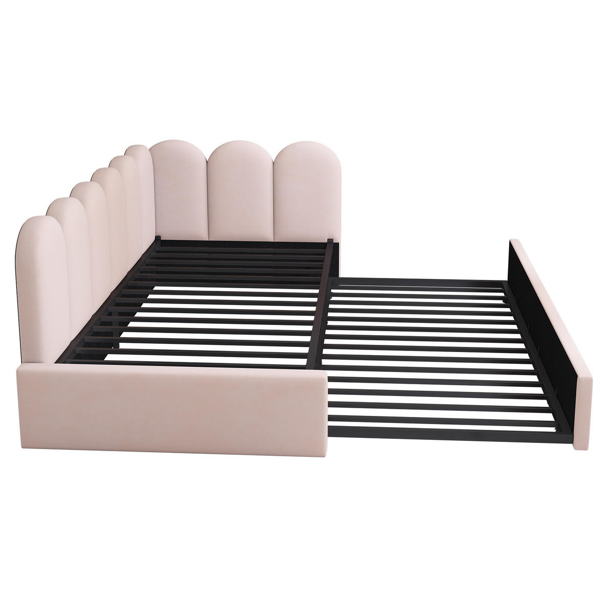 TAGESBETT mit Ausziehbett 90x200 cm Samt Rosa - Pink, Holzwerkstoff (90/200cm) - Beauniv