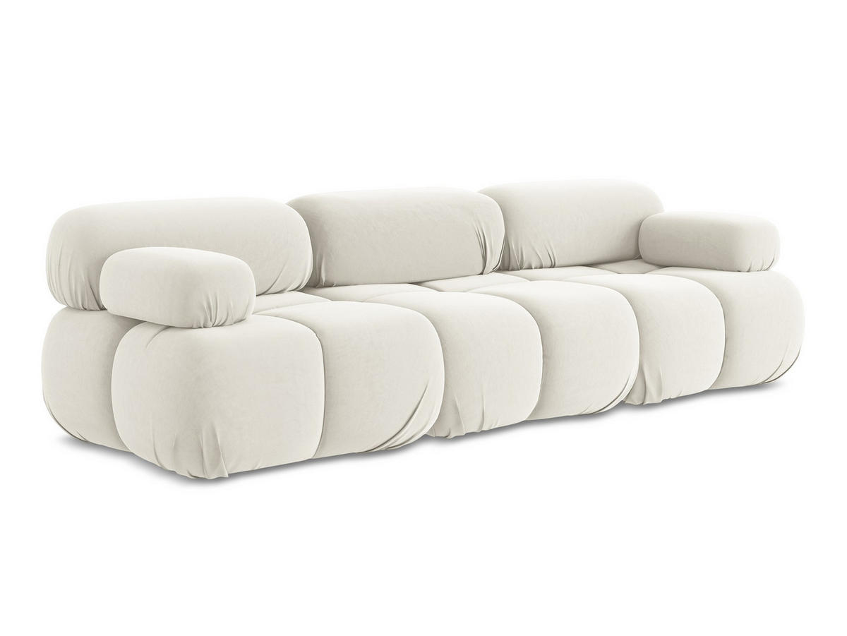 3-SITZER SOFA Samt Stoff Beige - Beige/Creme, Kunststoff/Textil (285/70/96cm) - Makamii