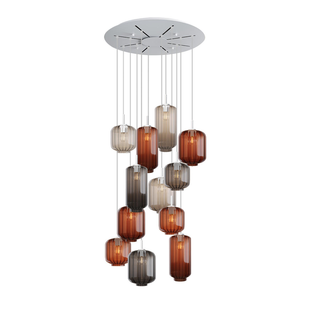 GALERIELEUCHTE Velo 12-flammig Mehrfarbig Ø 18/20/25cm - Multicolor/Weiß, Glas (25/25/27cm) - s.luce