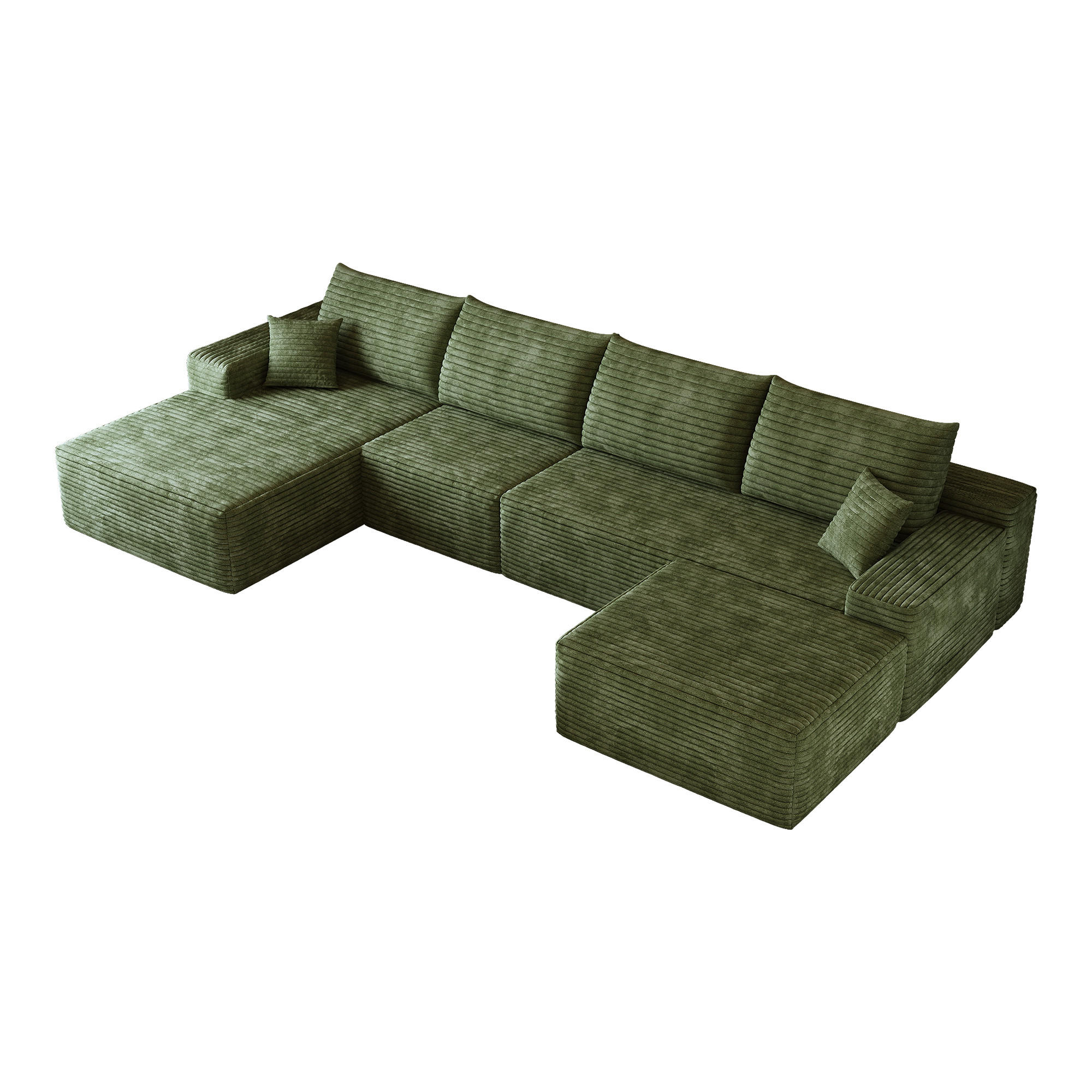 WOHNLANDSCHAFT DE-34857 U-Form 3-Sitzer Chaiselongue links Grün - Grün, Textil (175/83/270cm) - ComfortXL