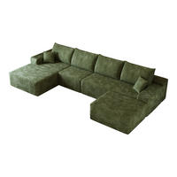 WOHNLANDSCHAFT DE-34857 U-Form 3-Sitzer Chaiselongue links Grün - Grün, Textil (175/83/270cm) - ComfortXL