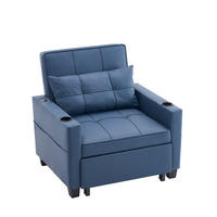 SCHLAFSESSEL DE-35007 3-in-1 mit USB und Getränkehaltern Blau - Blau, Metall (87/84/74cm) - ComfortXL