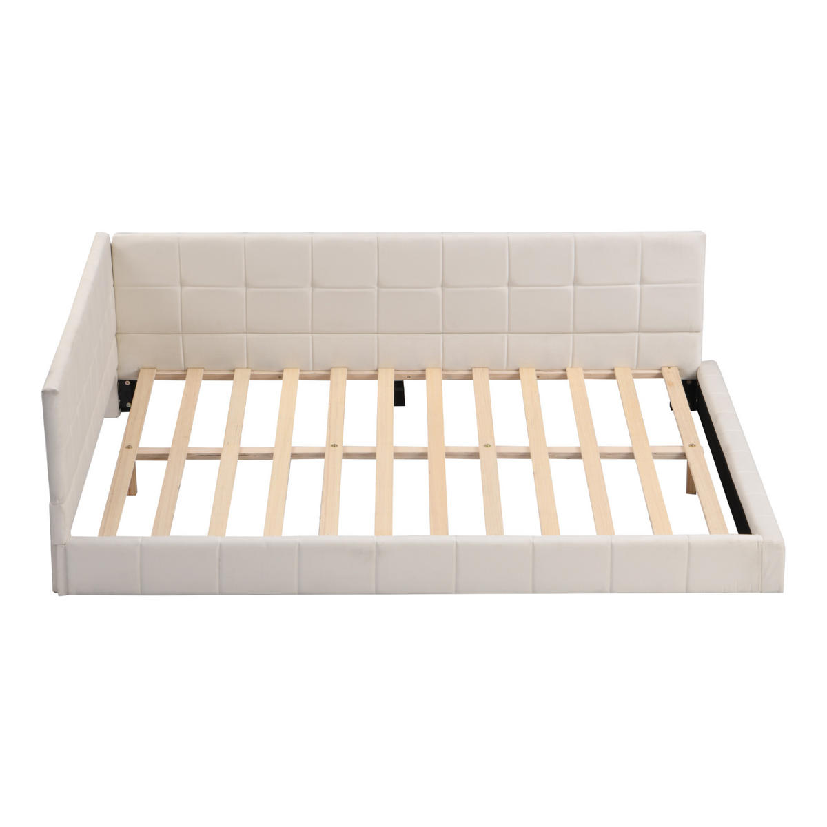 POLSTERBETT 140/200 cm Beige Multifunktionsbett mit Lattenrost aus Samtstoff - Beige, Textil (140/200cm) - OKWISH