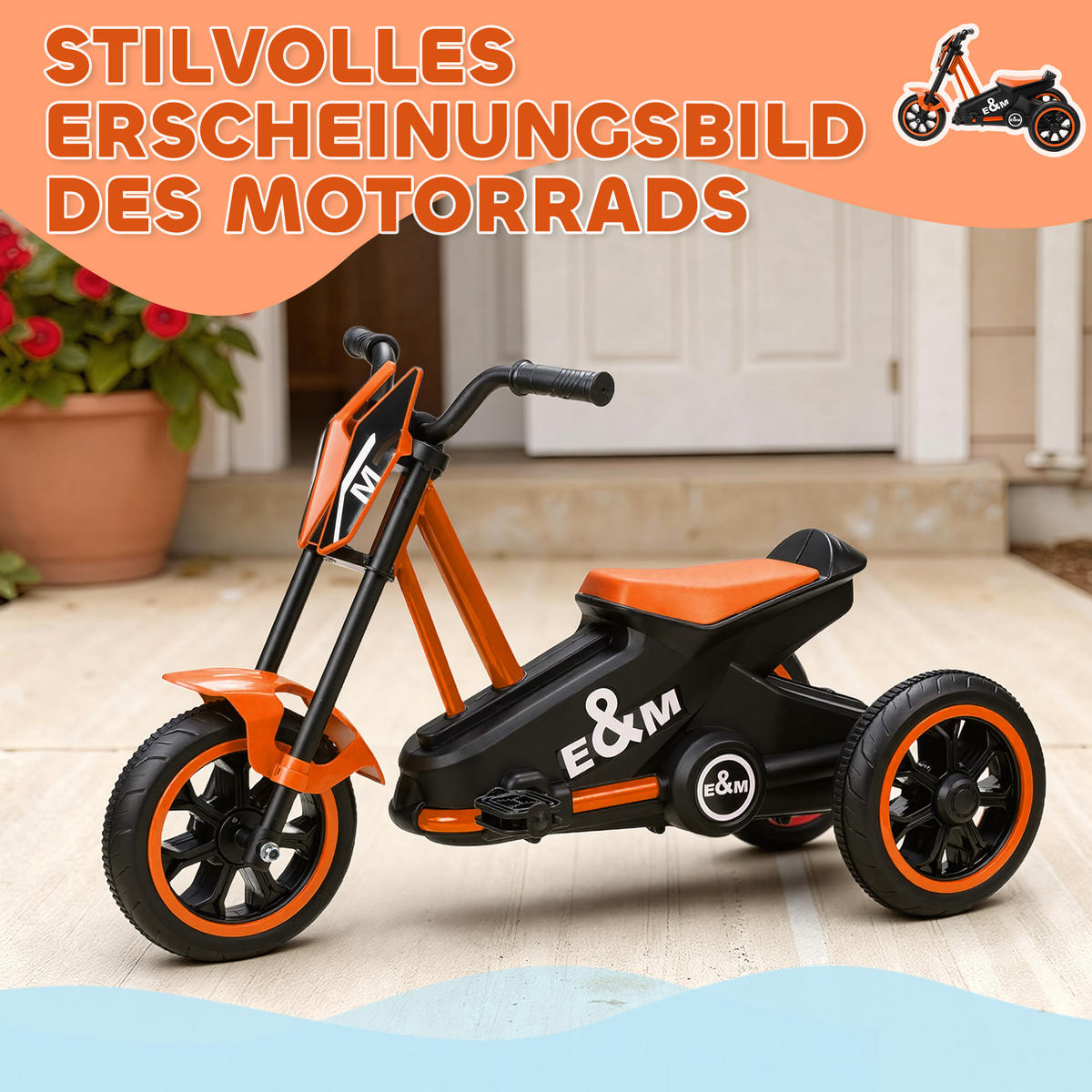 DREIRAD, Kinderfahrrad, Laufrad, Kinderrad mit Pedal für Kinder 18-36 Monaten - Orange, Metall (79/44/47cm) - AIYAPLAY