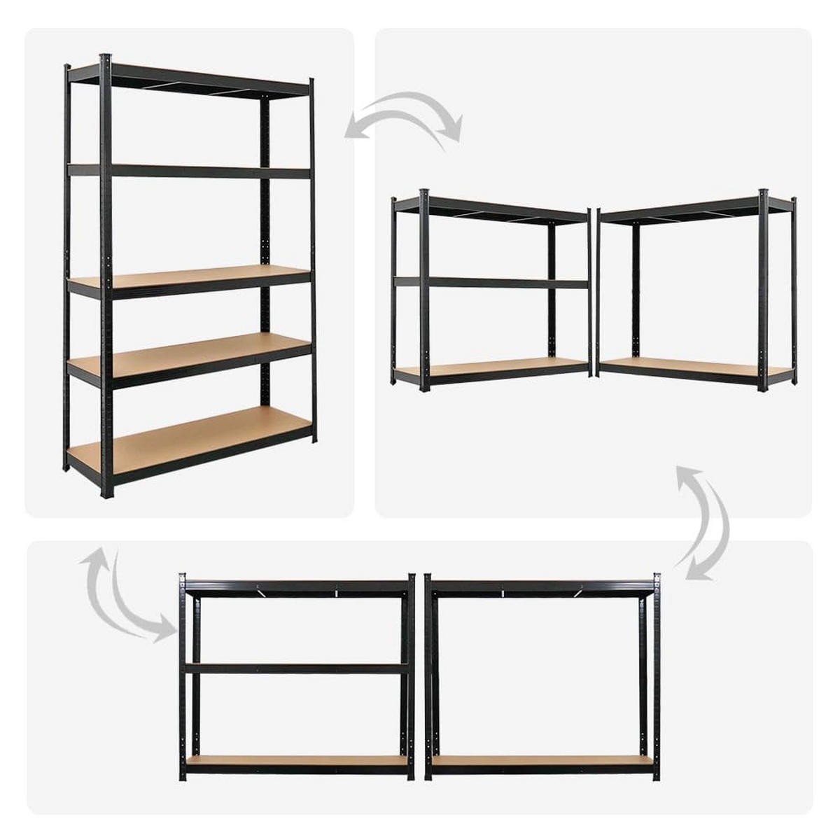 SCHWERLASTREGAL Ragnar 2er-Set mit 2x 180x120x40 cm Fachlast 175 kg Schwarz - Schwarz, Metall (240/180/40cm) - PROREGAL