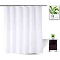 DUSCHVORHANG Weiß Polyester 150 x 180 cm schimmelresistent wasserdicht Ringe - Weiß, Textil (150/180cm) - MCBOSON