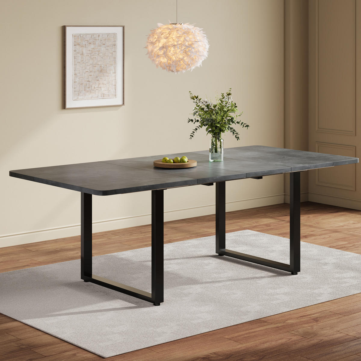 ESSTISCH 140/180/220 x 80 cm in Grau aus MDF, ausziehbar für 6-10 Personen - Grau, Holzwerkstoff (220/90/75cm) - Flora Grace
