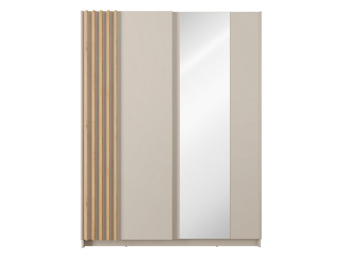 SCHIEBETÜRENSCHRANK BAVORA 10 -150,6×198,5×62 cm mit Spiegel, Regalen & Kleiderstange Kaschmir - Kaschmir, Holz/Holzwerkstoff (150.6/198.5/62cm) - Milaros Markt