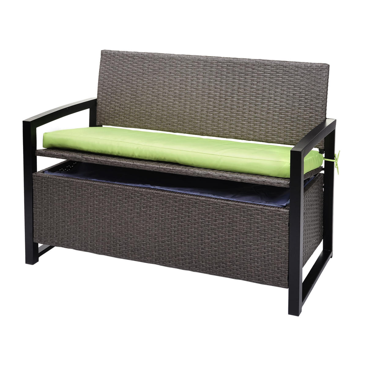 POLY-RATTAN 2ER SITZBANK Hellgrau, Grün - Hellgrau/Grün, Kunststoff (117/87/57cm) - MCW