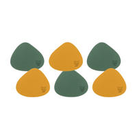 UNTERSETZER - 6er-Set - Recyceltes Leder in Senfgelb und Tannengrün - Gelb, Textil (11/13cm) - Björn