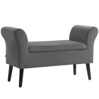 SITZBANK Polsterbank mit Stauraum Truhenbank mit Armlehnen Sitzhöhe 46 cm - Dunkelgrau, Kunststoff (41/65/111.5cm) - HOMCOM