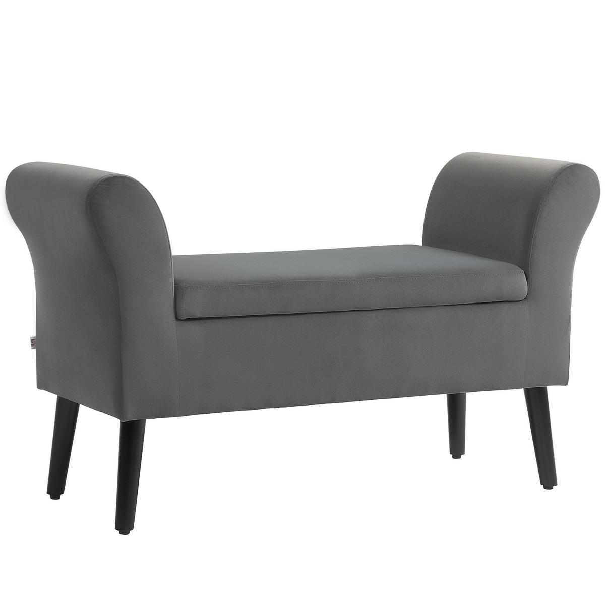 SITZBANK Polsterbank mit Stauraum Truhenbank mit Armlehnen Sitzhöhe 46 cm - Dunkelgrau, Kunststoff (41/65/111.5cm) - HOMCOM