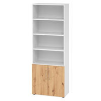KOMBISCHRANK - 2 plus 4 Ordnerhöhen 42/80/215,6 cm in Weiß/Wildeiche - Wildeiche/Weiß, Holzwerkstoff (80/215.6/42cm) - bümö