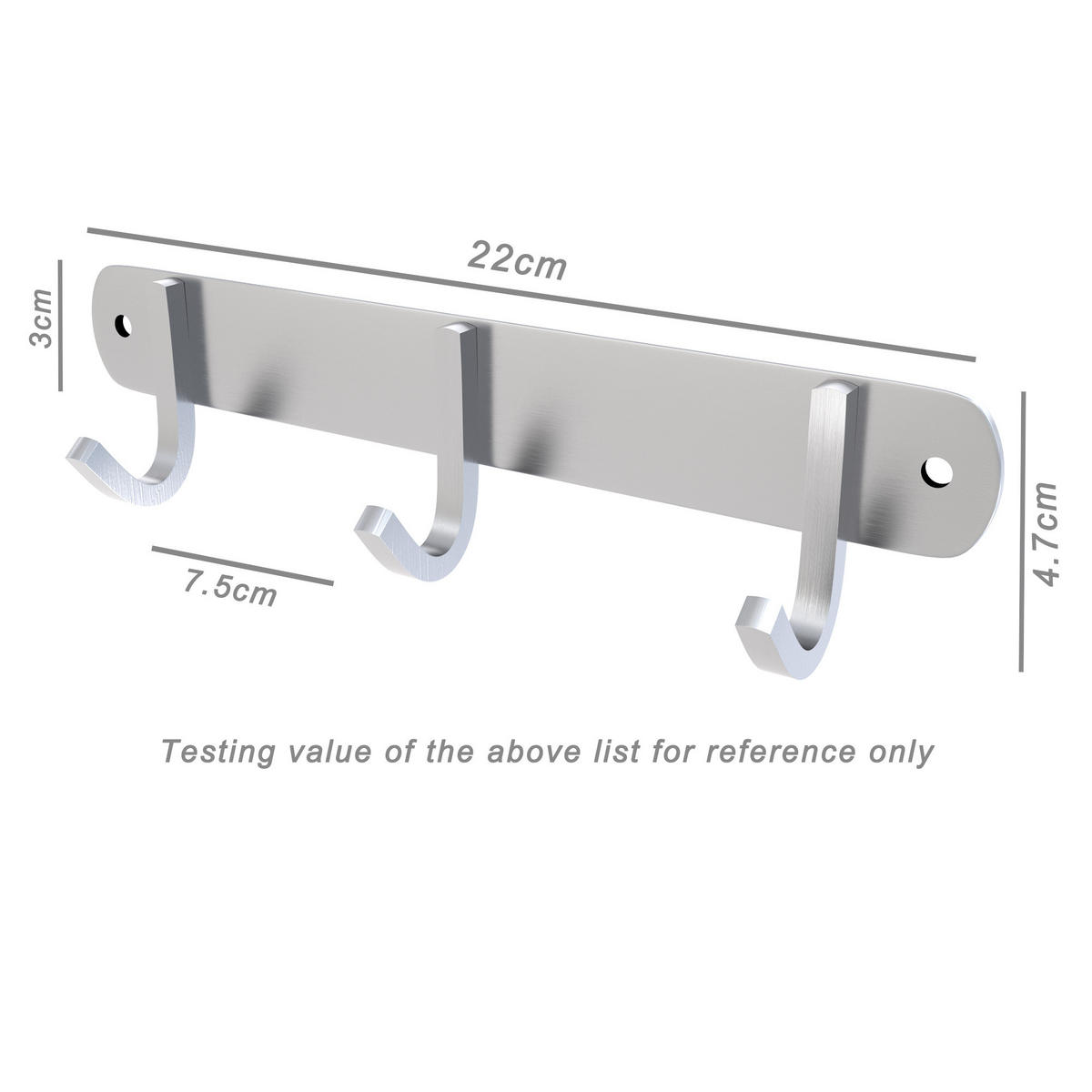 HAKENLEISTE 22/4.7/4.7 cm - Silberfarben, Metall (4.7/4.7/22cm) - Intirilife