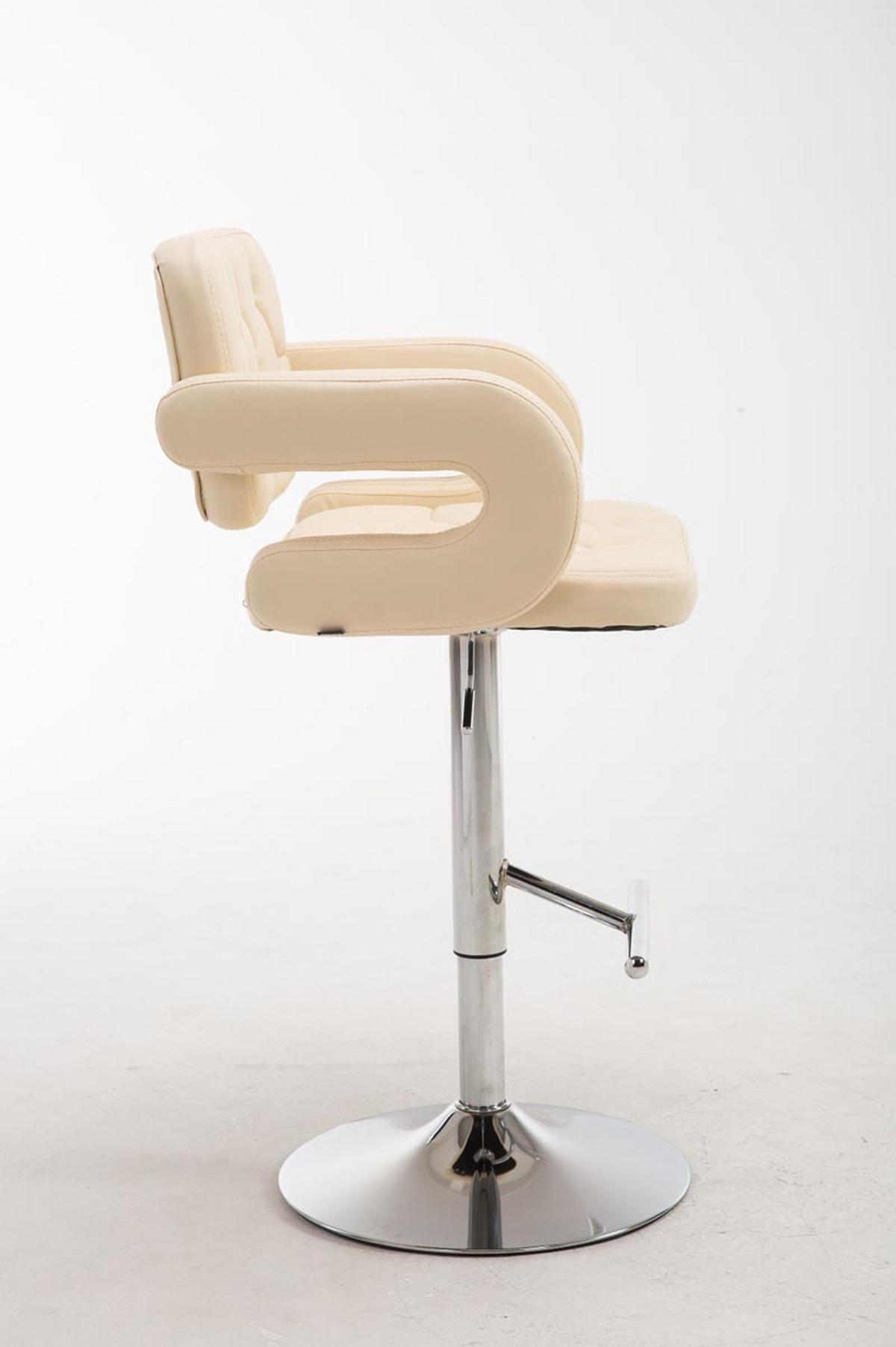 BARHOCKER Dubai, Gestell Metall in Chromoptik, Kunstleder Creme - Chromfarben/Creme, Kunststoff/Textil (52/100/55cm) - TPFLiving