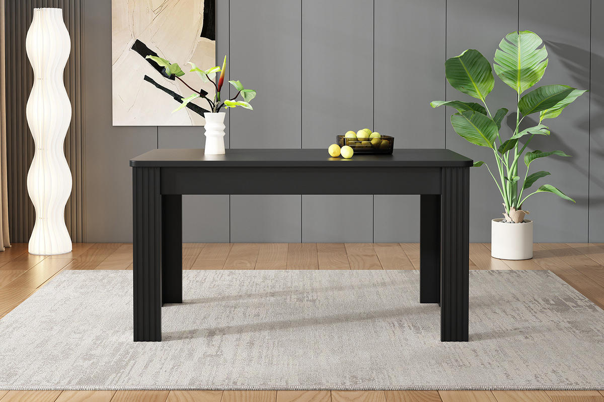 ESSTISCH aus Spanplatte, rechteckig, 130 kg belastbar, 116/65/75 cm, Schwarz - Schwarz, Holzwerkstoff (116/65/75cm) - Redom