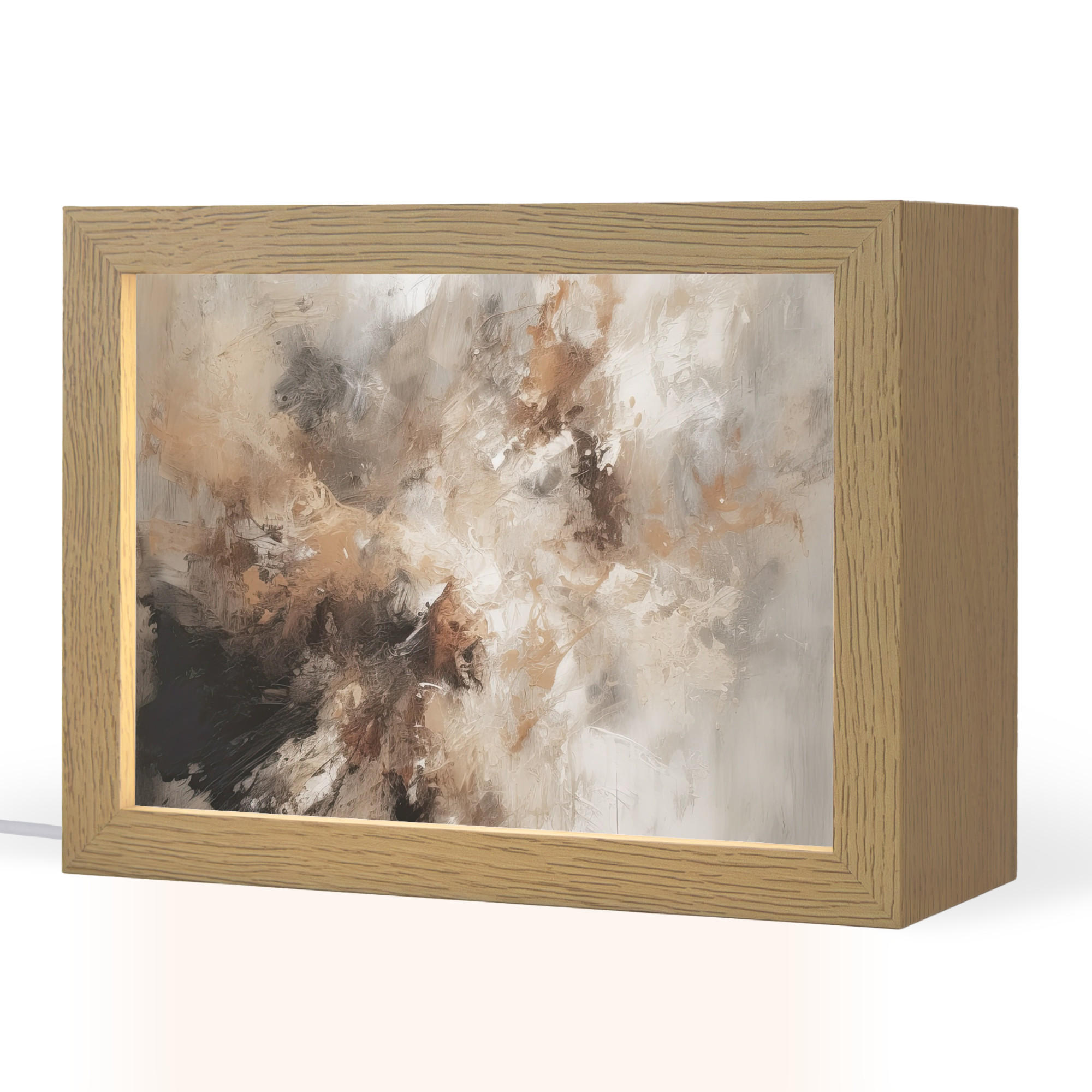 OnlyWow STOLNÍ LAMPA Barva - abstraktní - béžová - umění 20x15 cm