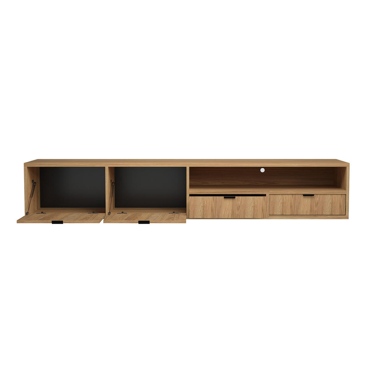 HÄNGELOWBOARD Evron mit 2 Schubladen und 2 Türen, 200 cm, Hikora Eiche - Eichefarben, Holzwerkstoff (200/35/40cm) - Beautysofa