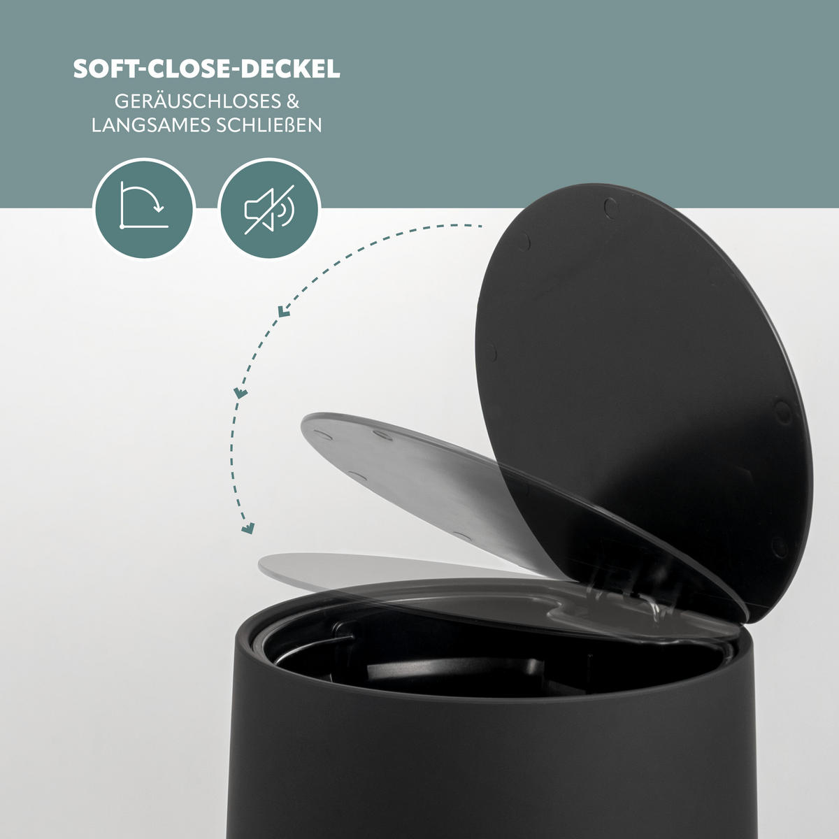 KOSMETIKEIMER TESERO, Kunststoff, schwarz - Schwarz, Kunststoff (22.5/25.5/25cm) - eluno