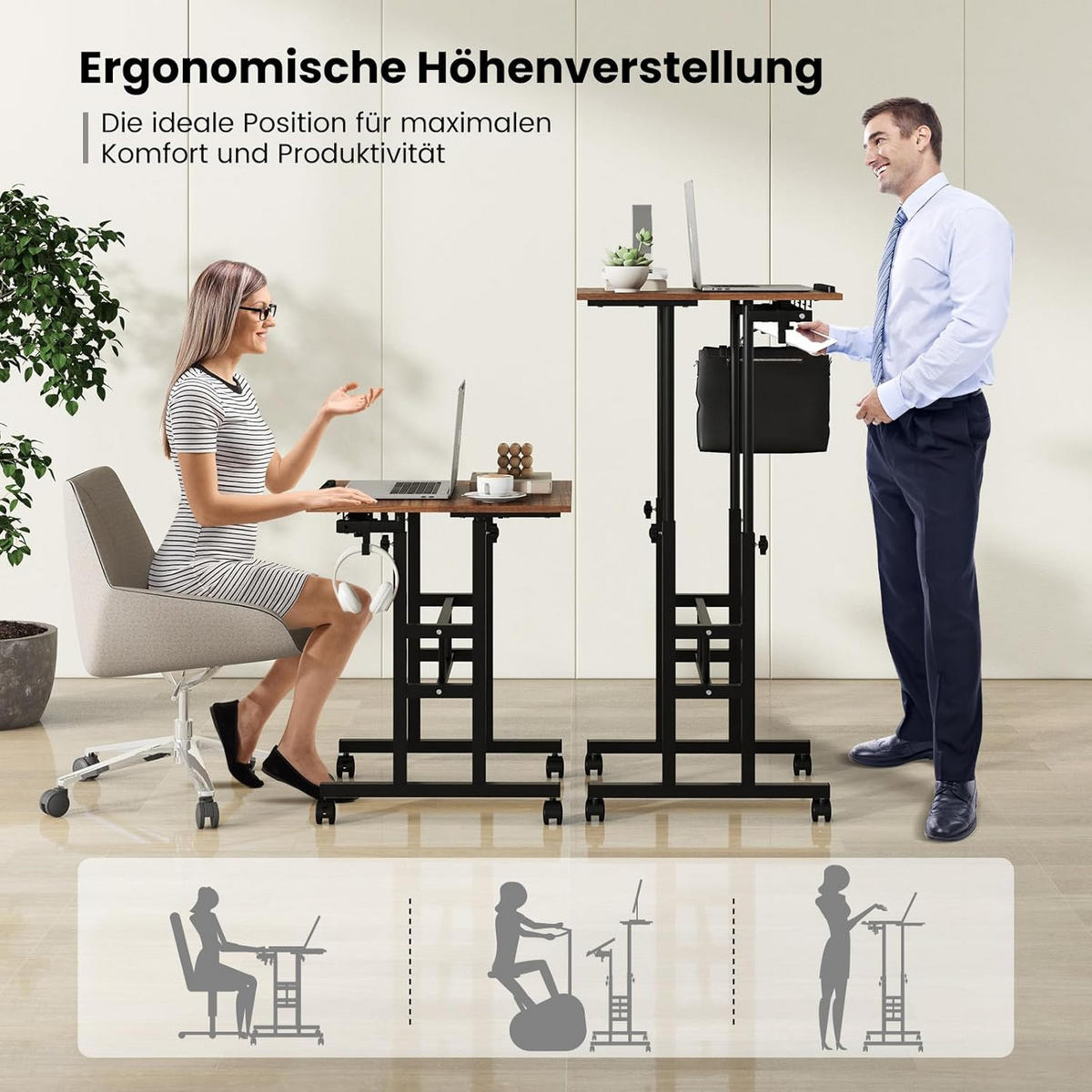 DATORBORD Valnöt - Valnötsfärgad, Träbaserade material (55/60/124cm) - COSTWAY