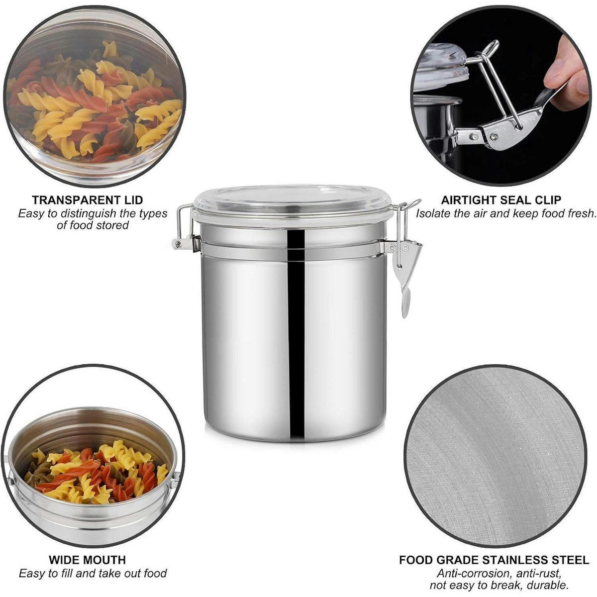 VORRATSDOSEN Set Edelstahl Luftdicht 4-teilig - Silberfarben, Metall (12/14.5/12cm)