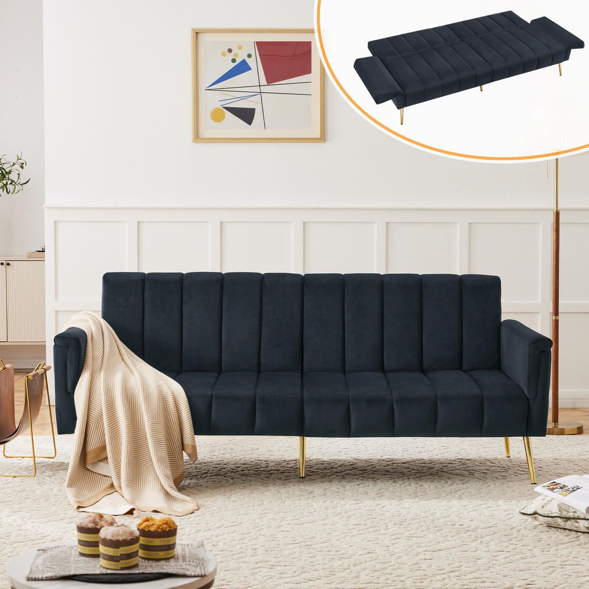SCHLAFSOFA Dunkelgrau 183/76/75 cm - Dunkelgrau, Textil (76/75/183cm) - Urban Meuble