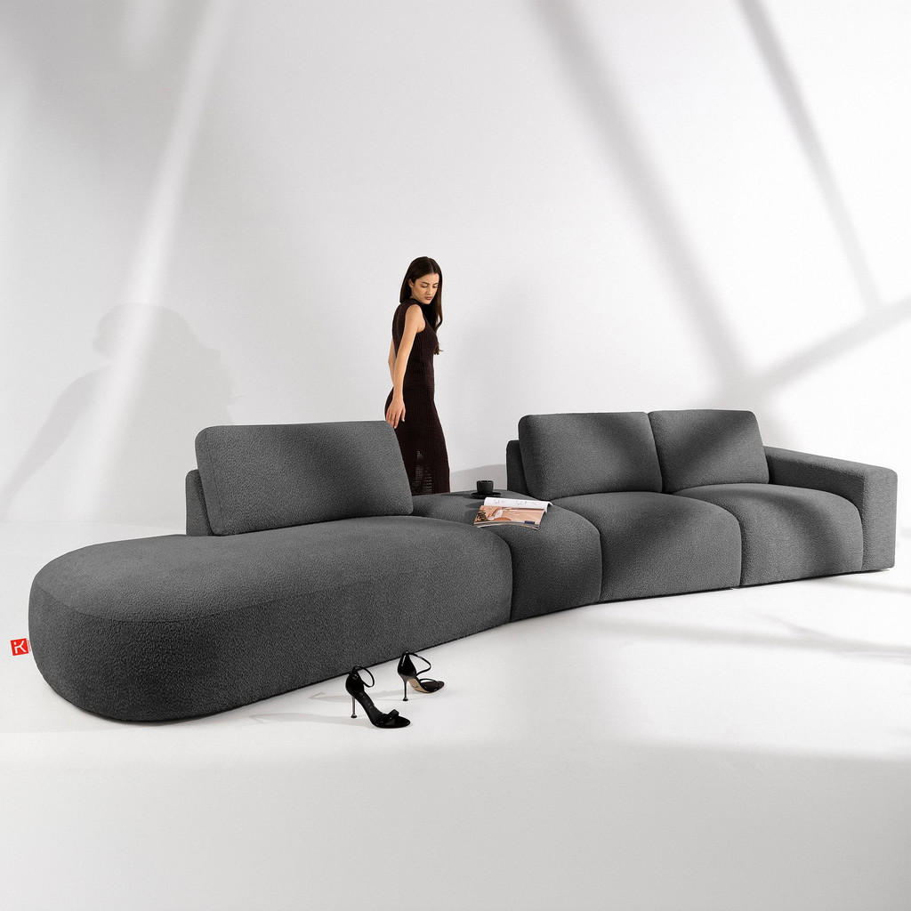 Thumbnail - Konsimo® 5-Sitzer, Graphit, Textil, L-Form, 430x84x105 cm, Wohnzimmer, Sofas & Couches, Sofas, Bigsofas