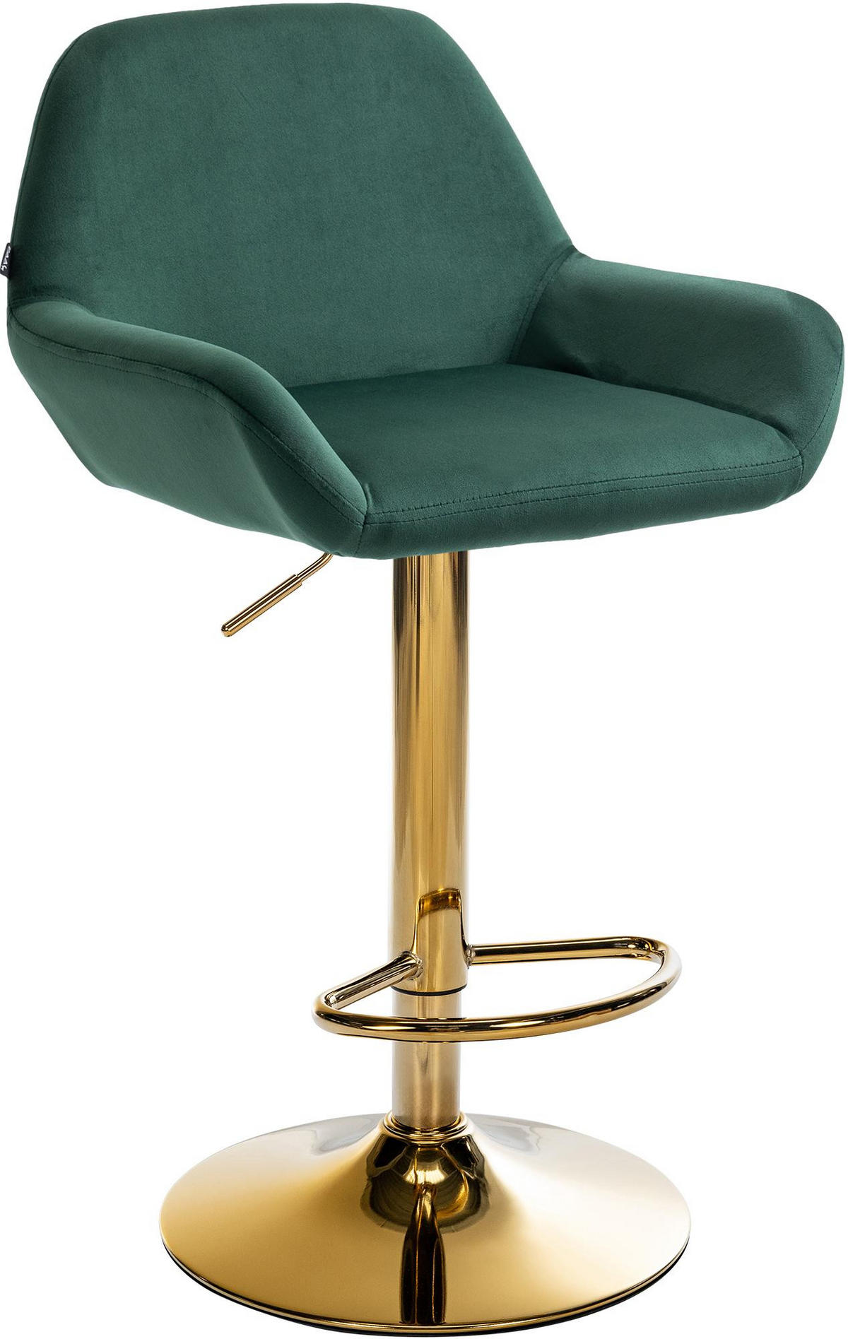 BARHOCKER Samt dunkelgrün - Dunkelgrün/Goldfarben, Textil/Metall (51/89/52cm) - CLP